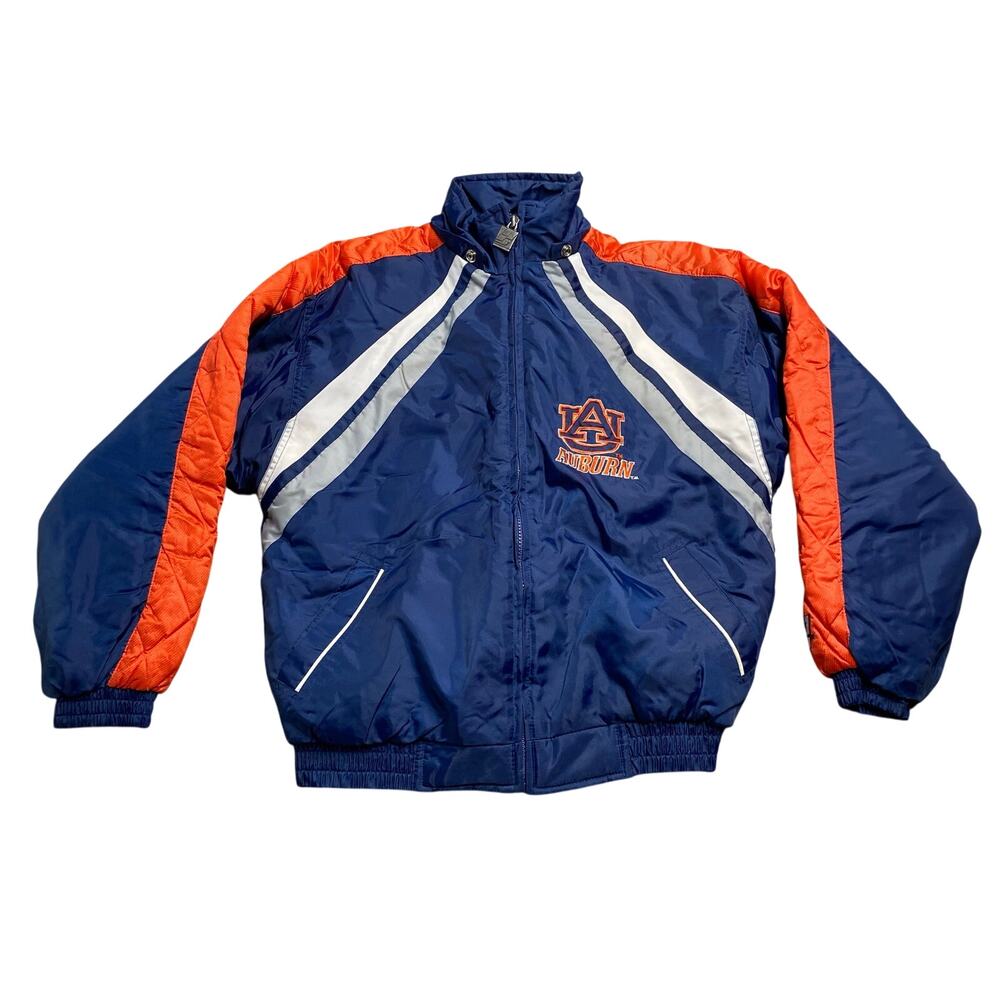Vintage 90s Auburn University Tigers Youth Large 14-16 Puffer Jacket Blue Orange